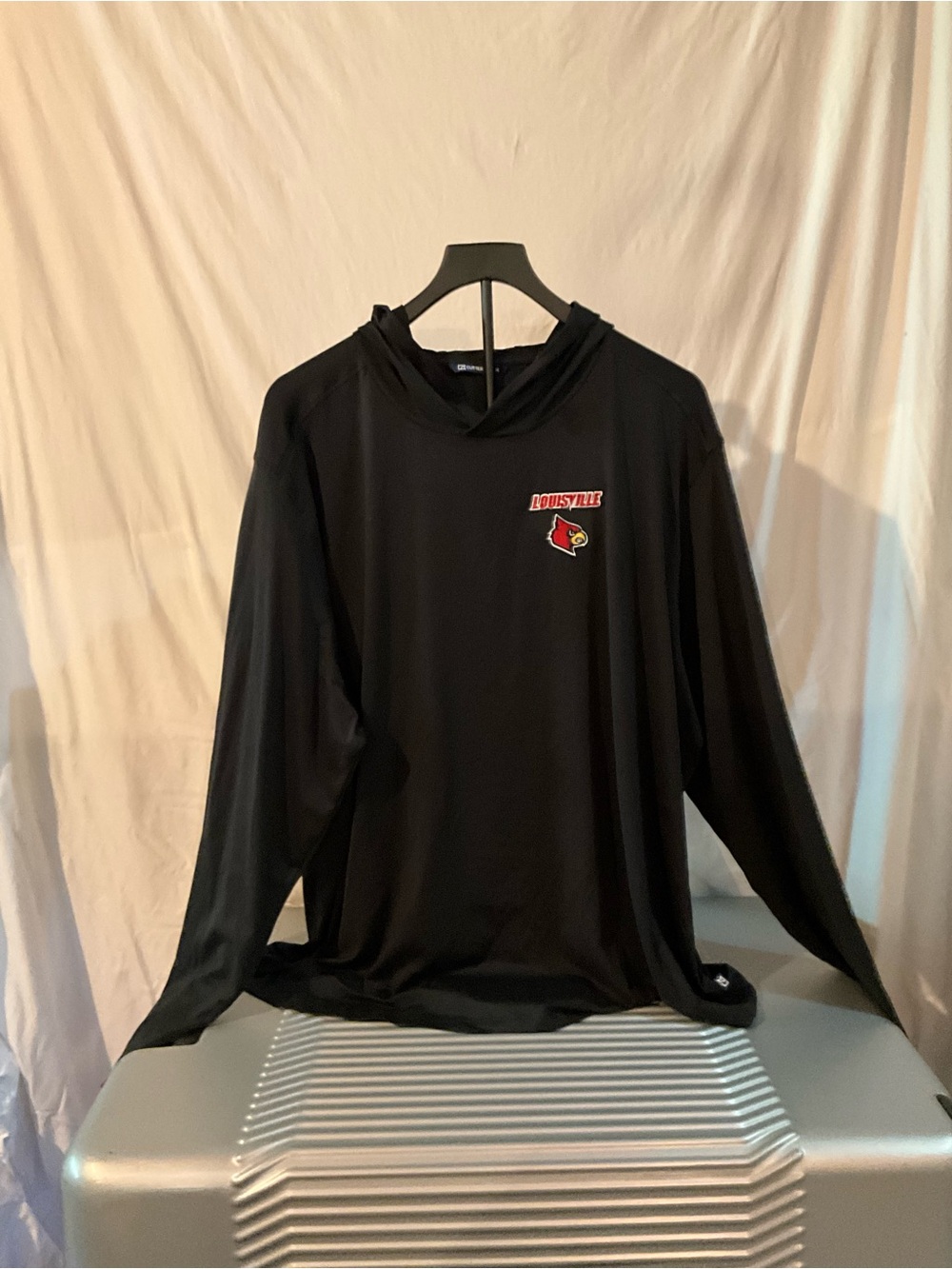 Cutter & Buck Black Hooded Pullover with Red & Yellow Louisville Patch